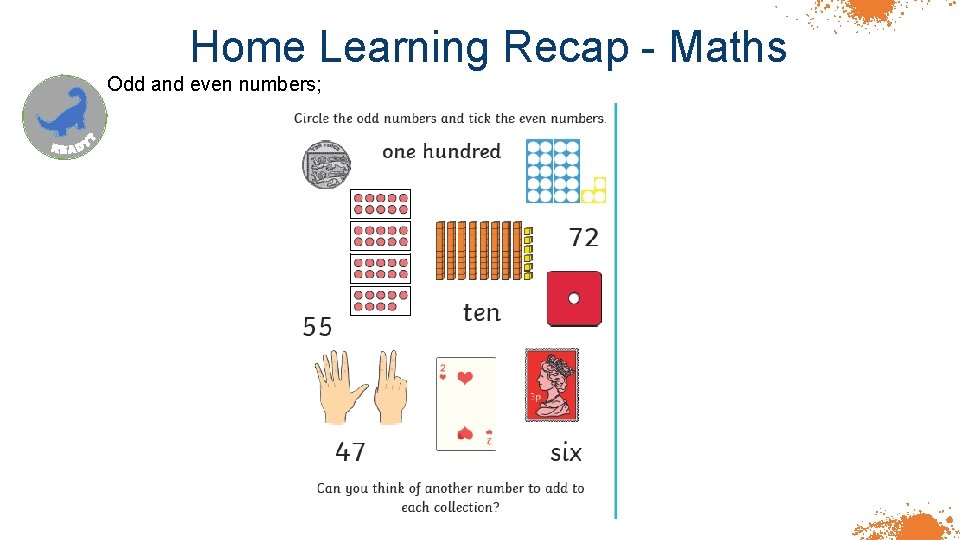 Home Learning Recap - Maths Odd and even numbers; 