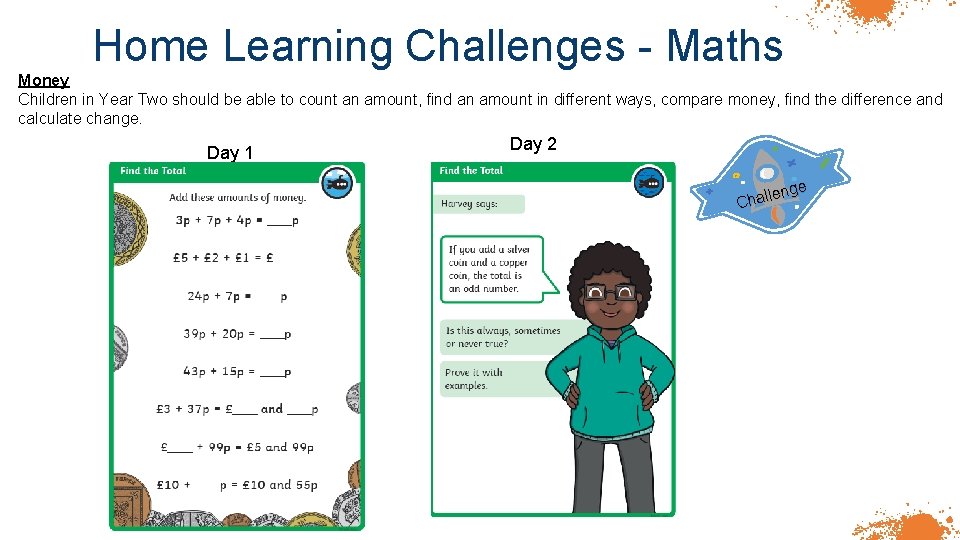 Home Learning Challenges - Maths Money Children in Year Two should be able to