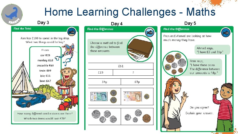 Home Learning Challenges - Maths Day 3 Day 4 Day 5 