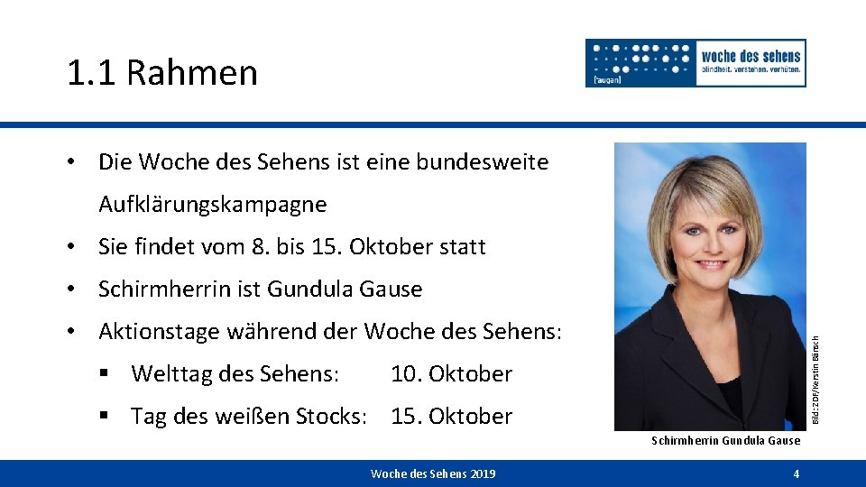 1. 1 Rahmen • Die Woche des Sehens ist eine bundesweite Aufklärungskampagne • Sie