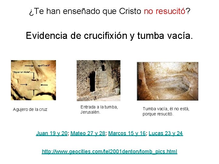 ¿Te han enseñado que Cristo no resucitó? Evidencia de crucifixión y tumba vacía. Agujero