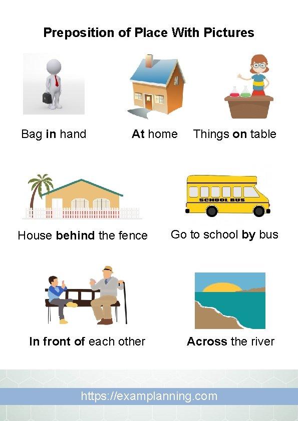 Preposition of Place With Pictures Bag in hand At home House behind the fence Preposition of Place With Pictures Bag in hand At home House behind the fence