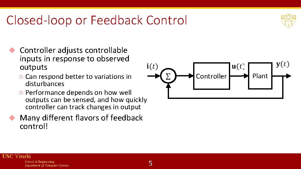 Autonomous CyberPhysical Systems Basics of Control Fall 2020