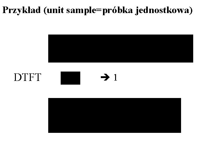 Przykład (unit sample=próbka jednostkowa) DTFT 1. Przykład (unit sample=próbka jednostkowa) DTFT 1.