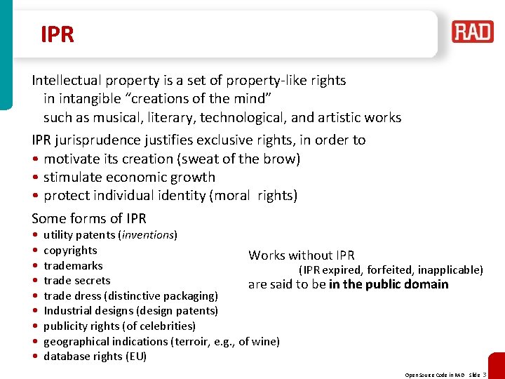 IPR Intellectual property is a set of property-like rights in intangible “creations of the IPR Intellectual property is a set of property-like rights in intangible “creations of the