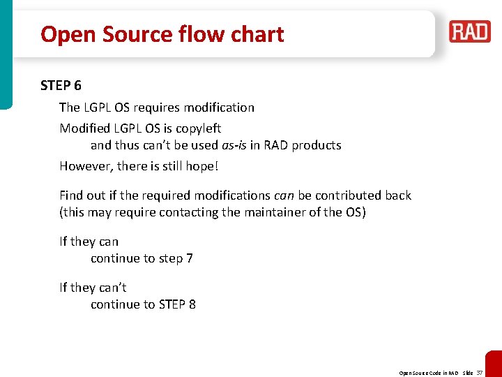 Open Source flow chart STEP 6 The LGPL OS requires modification Modified LGPL OS Open Source flow chart STEP 6 The LGPL OS requires modification Modified LGPL OS