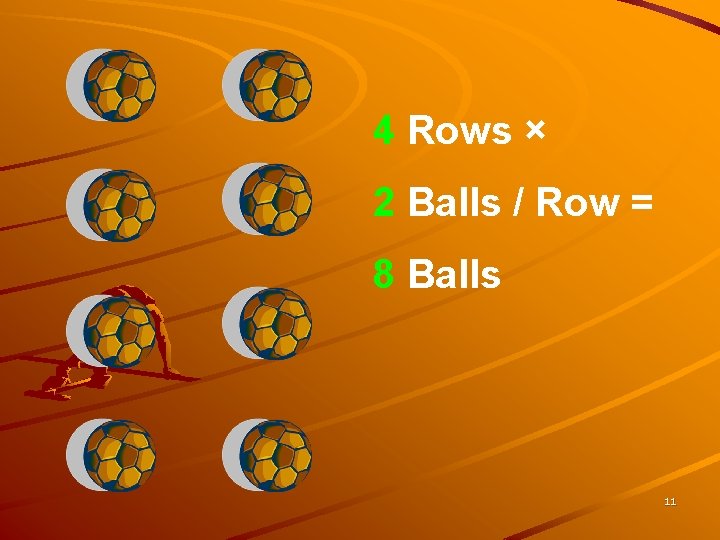 4 Rows × 2 Balls / Row = 8 Balls 11 