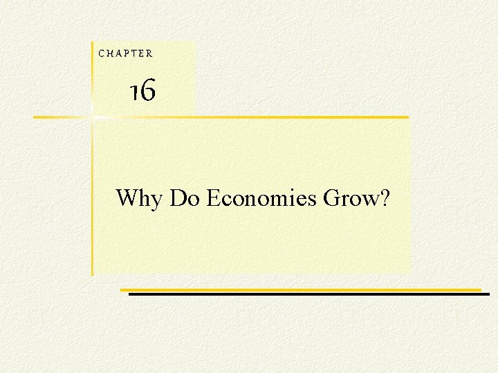 CHAPTER 16 Why Do Economies Grow? 