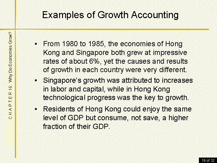 C H A P T E R 16: Why Do Economies Grow? Examples of
