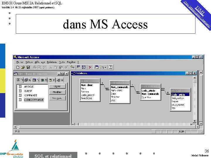 a at (D ENSGI Cours MSI 2 A Relationnel et SQL M D L