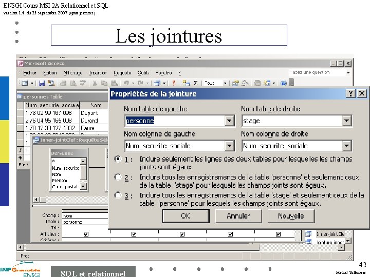 ENSGI Cours MSI 2 A Relationnel et SQL version 1. 4 du 25 septembre