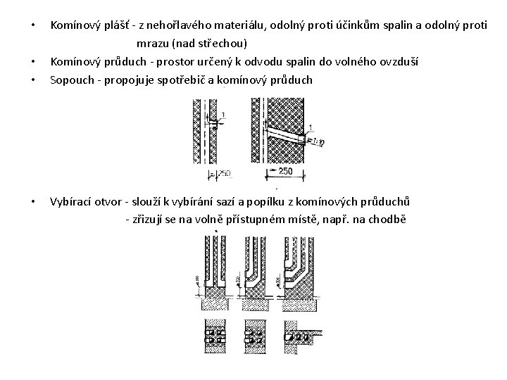 • • Komínový plášť - z nehořlavého materiálu, odolný proti účinkům spalin a • • Komínový plášť - z nehořlavého materiálu, odolný proti účinkům spalin a