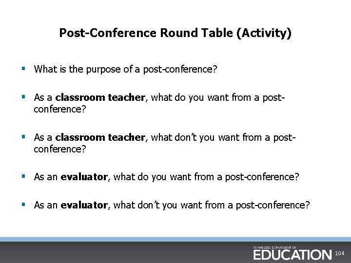 Post-Conference Round Table (Activity) § What is the purpose of a post-conference? § As