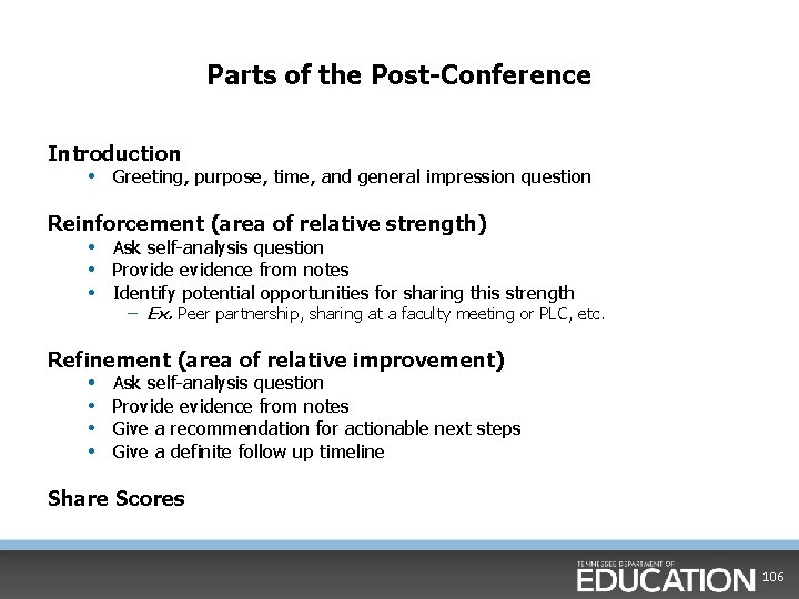Parts of the Post-Conference Introduction • Greeting, purpose, time, and general impression question Reinforcement