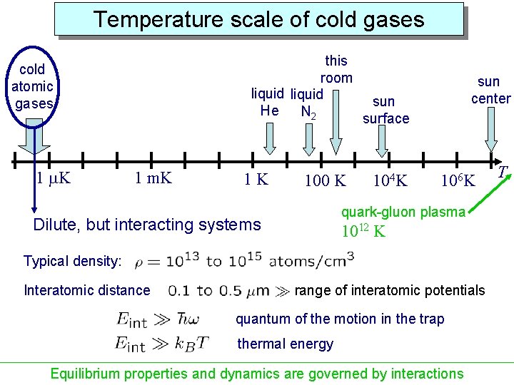 Temperature scale of cold gases this room liquid sun He N 2 surface cold