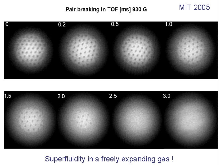 MIT 2005 Superfluidity in a freely expanding gas ! 