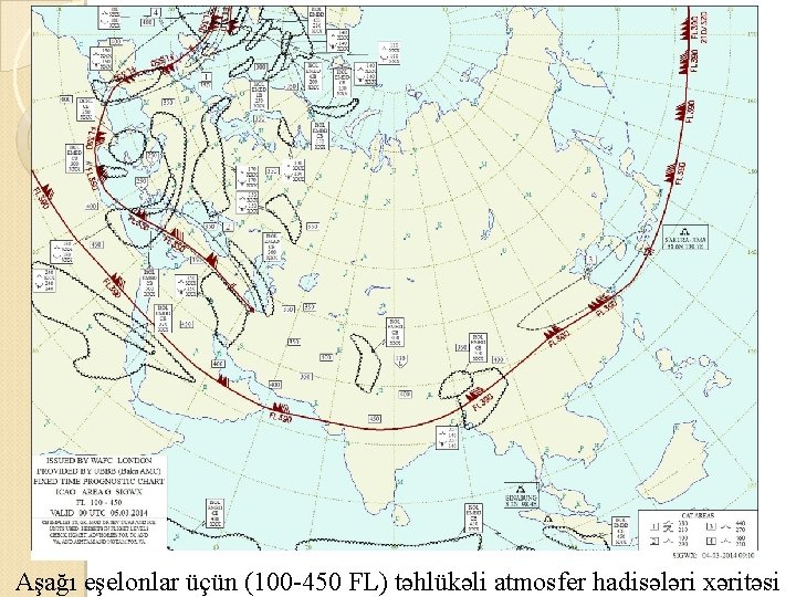 Aşağı eşelonlar üçün (100 -450 FL) təhlükəli atmosfer hadisələri xəritəsi 