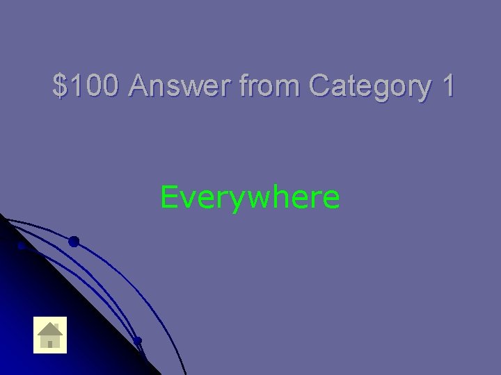 $100 Answer from Category 1 Everywhere 