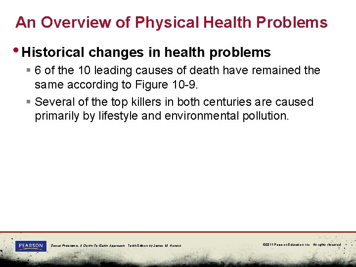 An Overview of Physical Health Problems • Historical changes in health problems § 6