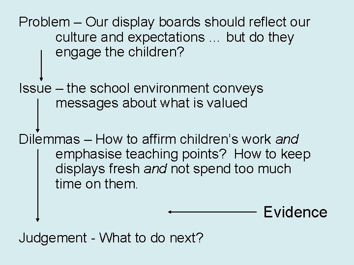 Problem – Our display boards should reflect our culture and expectations … but do