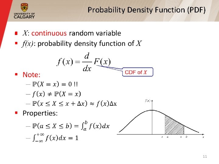 Probability Density Function (PDF) § 11 