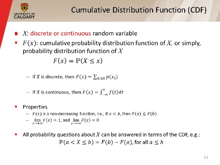 Cumulative Distribution Function (CDF) § 12 