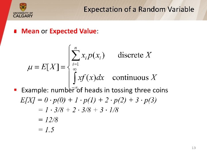 Expectation of a Random Variable § 13 