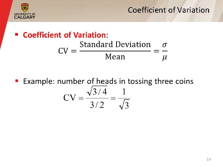 Coefficient of Variation § 19 