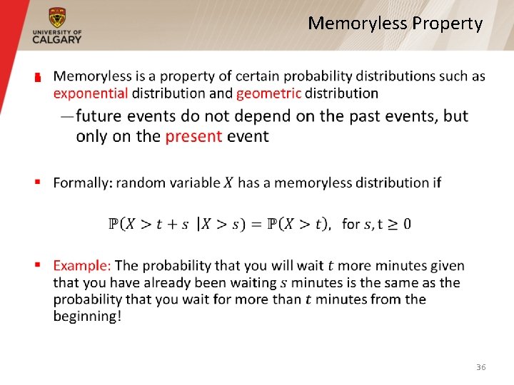 Memoryless Property § 36 