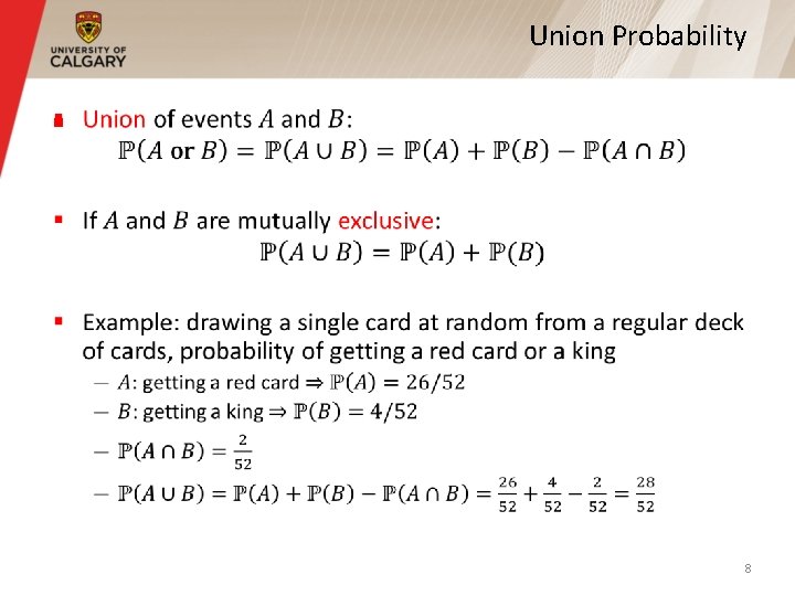 Union Probability § 8 