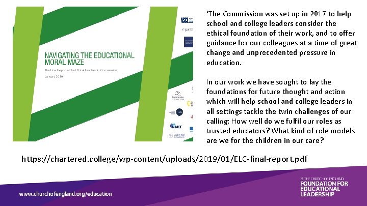 ‘The Commission was set up in 2017 to help school and college leaders consider