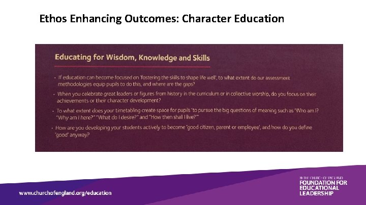 Ethos Enhancing Outcomes: Character Education 