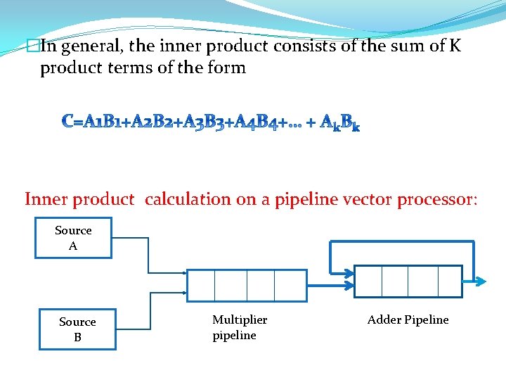 �In general, the inner product consists of the sum of K product terms of