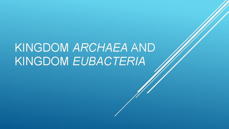 KINGDOM ARCHAEA AND KINGDOM EUBACTERIA 