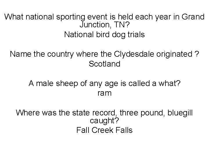 What national sporting event is held each year in Grand Junction, TN? National bird