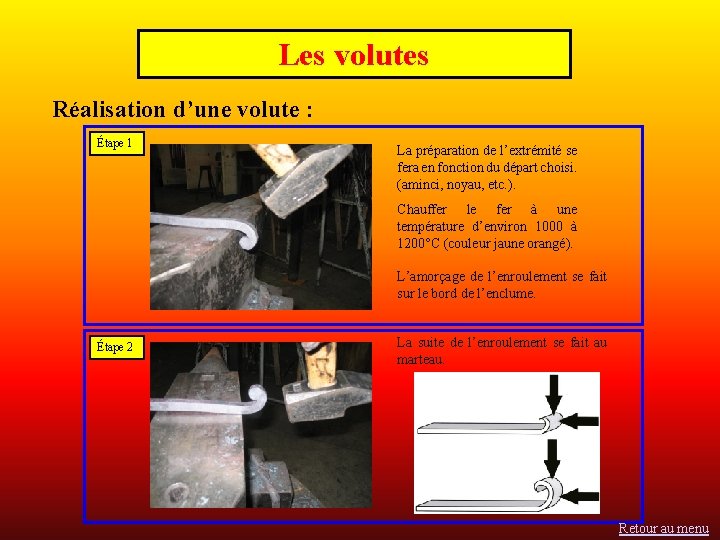 Les volutes Réalisation d’une volute : Étape 1 La préparation de l’extrémité se fera