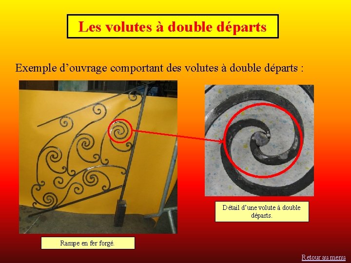 Les volutes à double départs Exemple d’ouvrage comportant des volutes à double départs :