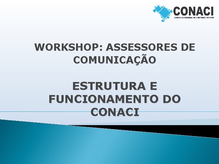 WORKSHOP: ASSESSORES DE COMUNICAÇÃO ESTRUTURA E FUNCIONAMENTO DO CONACI 