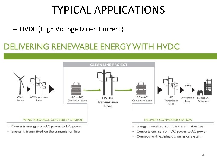 TYPICAL APPLICATIONS – HVDC (High Voltage Direct Current) 6 