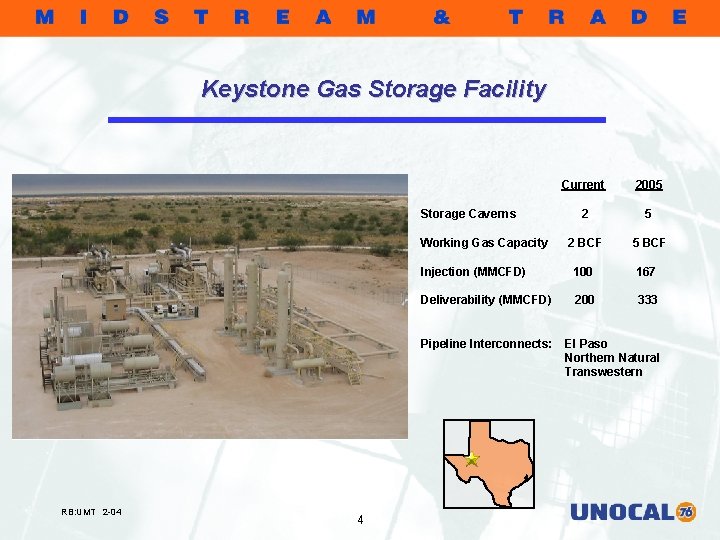 Keystone Gas Storage Facility Storage Caverns Working Gas Capacity 4 2005 2 BCF 5