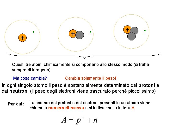 - + + - Questi tre atomi chimicamente si comportano allo stesso modo (si