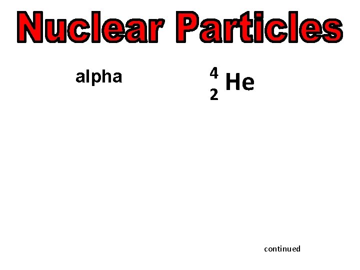 alpha 4 2 He continued 