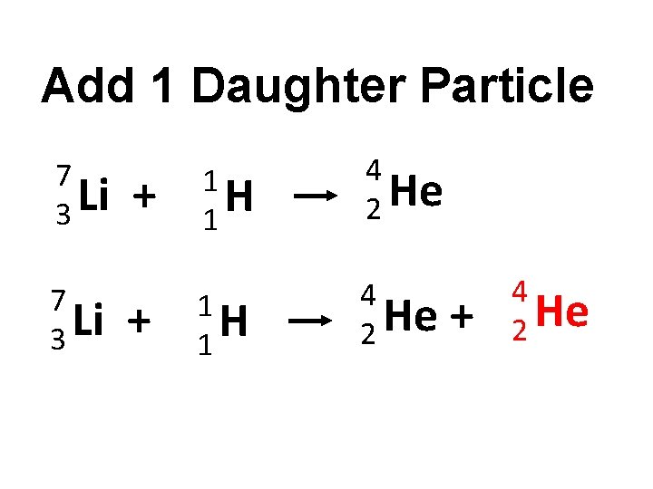 Add 1 Daughter Particle 7 Li 3 + + 1 H 1 4 He