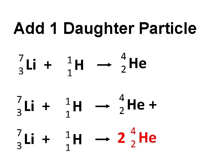 Add 1 Daughter Particle 7 Li 3 1 H 1 4 He 2 +