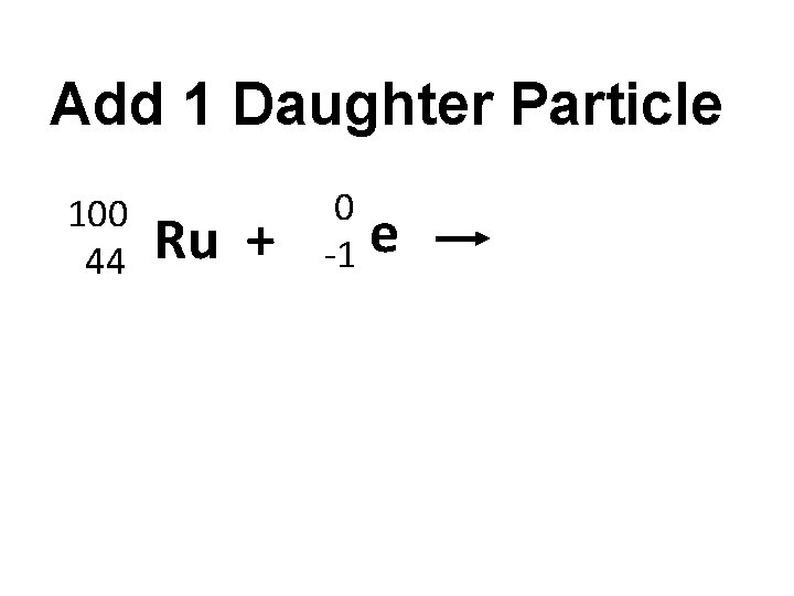 Add 1 Daughter Particle 100 44 Ru + 0 -1 e 