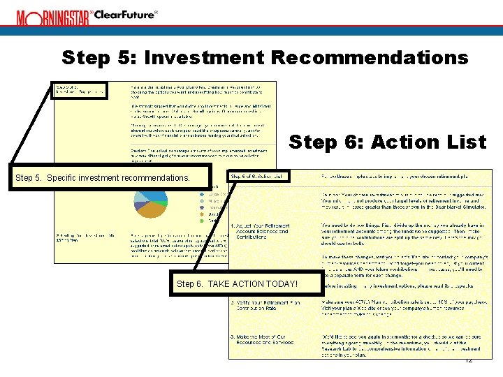 Step 5: Investment Recommendations Step 6: Action List Step 5. Specific investment recommendations. Step