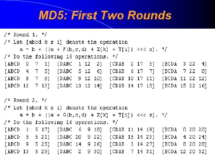 MD 5: First Two Rounds 