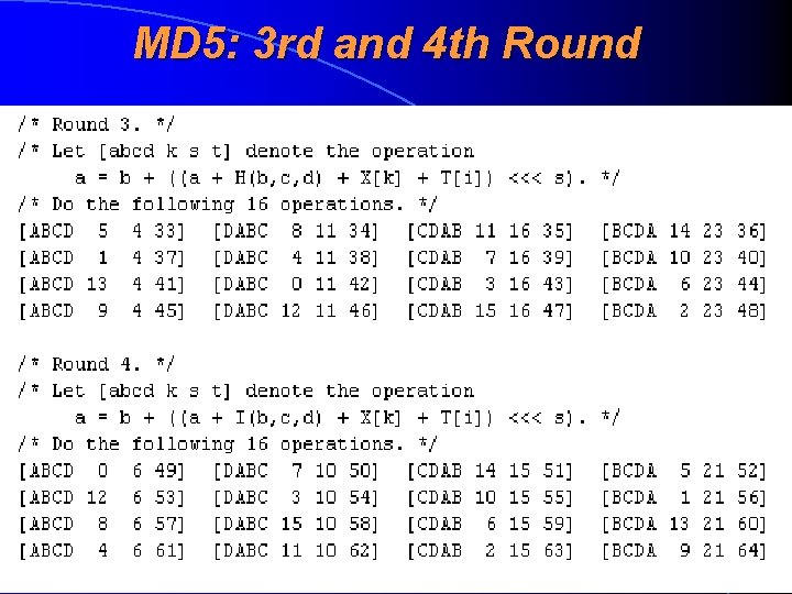 MD 5: 3 rd and 4 th Round 