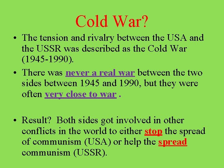 An Overview of the Cold War Bell Ringer