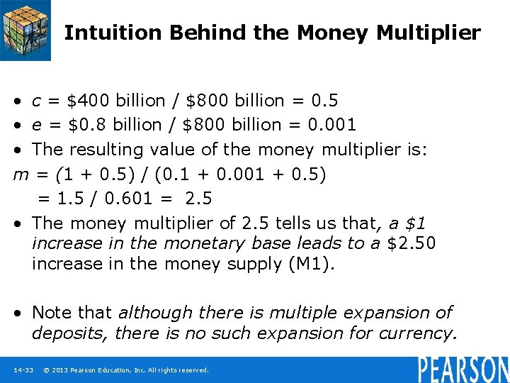 Intuition Behind the Money Multiplier • c = $400 billion / $800 billion =